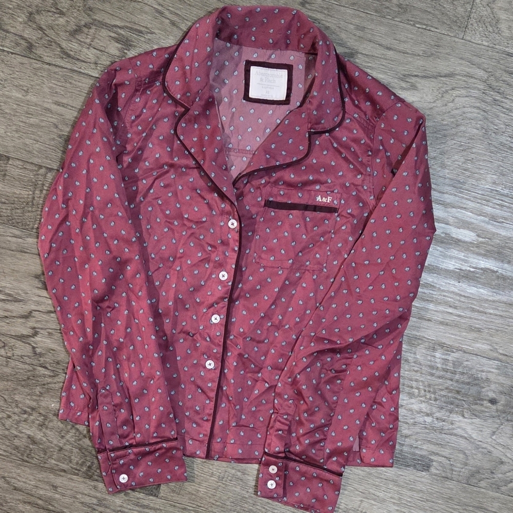 Abercrombie & Fitch Burgundy Patterned Sleepwear Silk Top